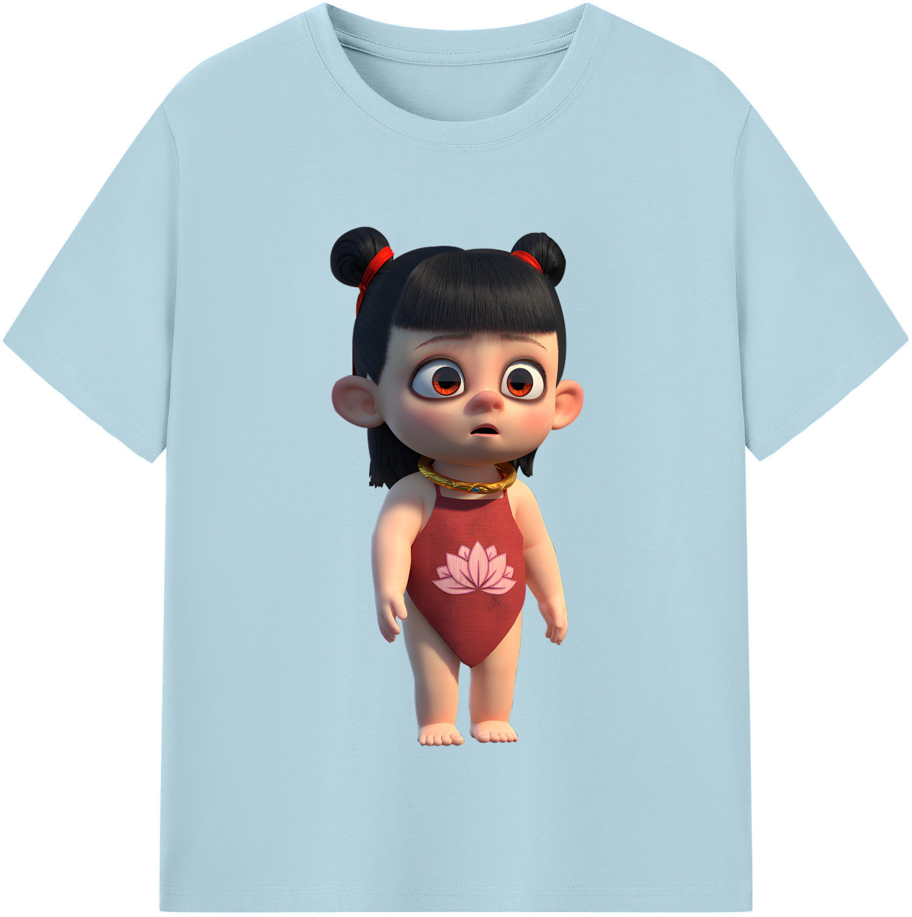 （画像用） Ne Zha 2 ナタ 魔童の大暴れ 綿100％半袖Tシャツ（フロントプリント）